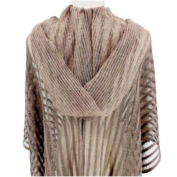 Shawl Cover up Cardigan Hood Tan - Picture 4 of 10